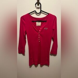 Vintage Hollister Hot Pink Henley Top